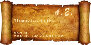 Alexovics Erika névjegykártya